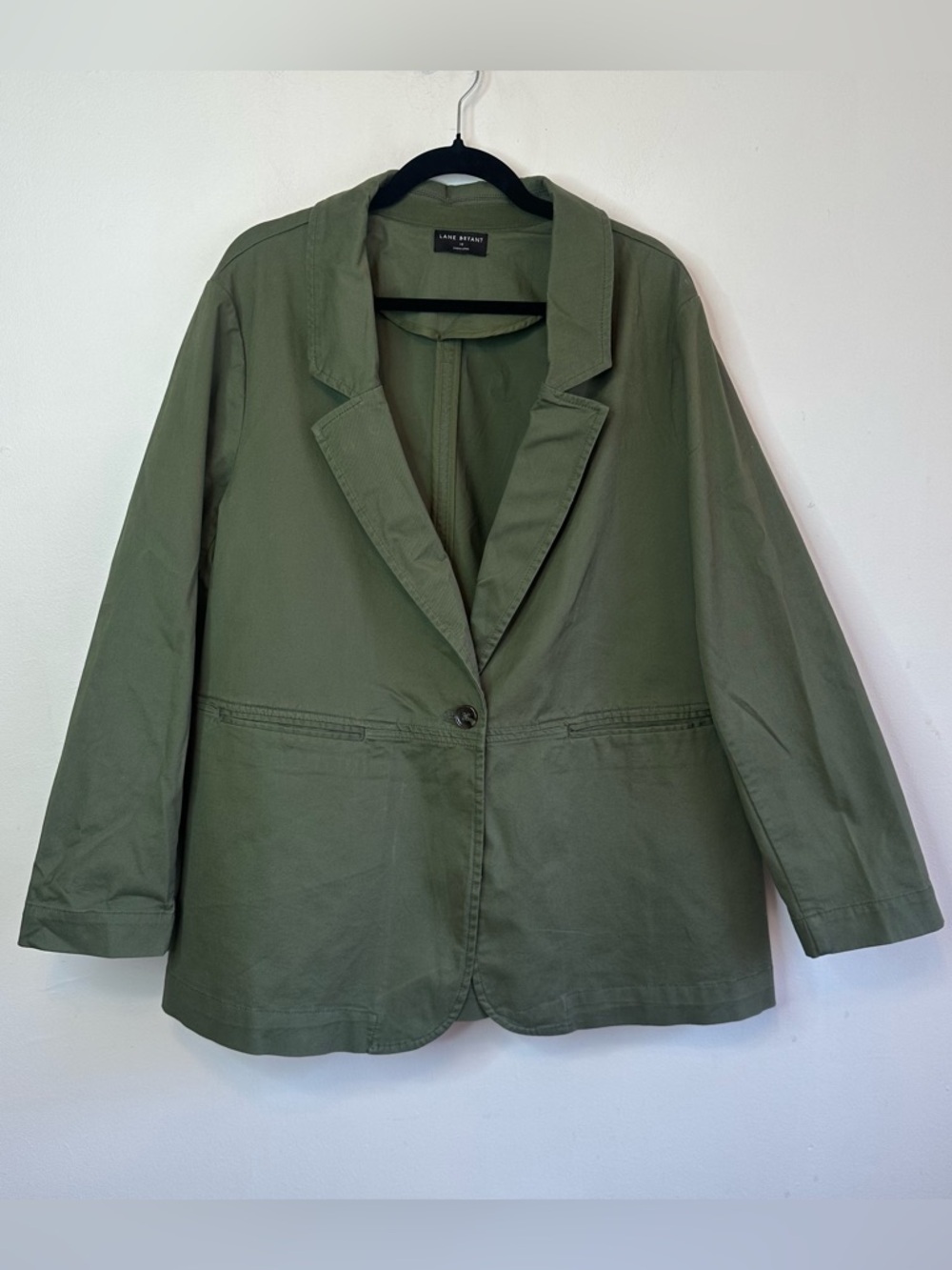 Lane Bryant Women's Plus Size 18 Army Green Oversized Twill Jacket Blazer
